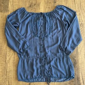 Zara ARF Made in Spain tunic navy stripe button up tunic/blouse size medium